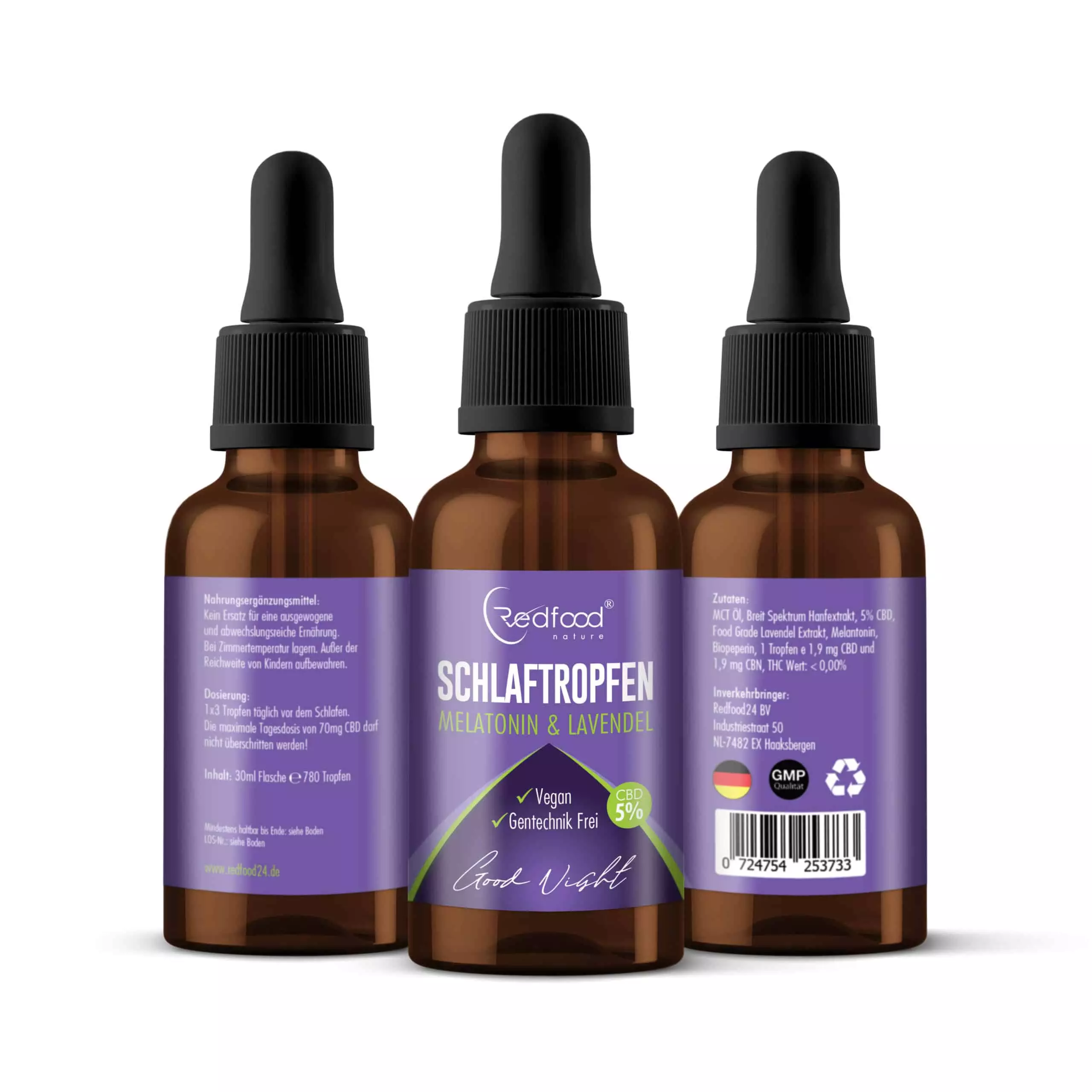 5% 30ml Schlaftropfen mit Melantonin & Lavendel und CBD