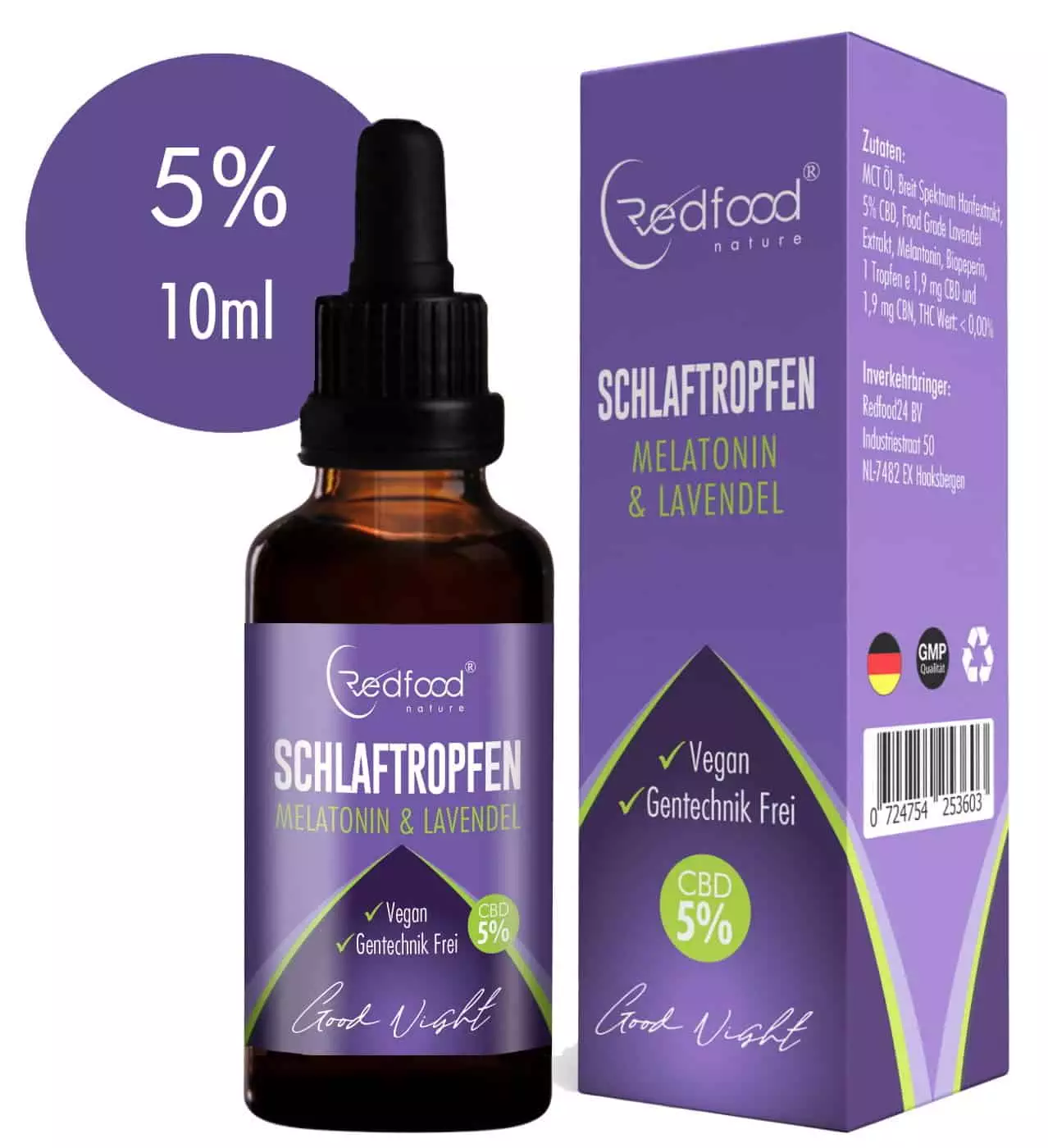 5% CBD Schlaftropfen mit Melantonin & Lavendel 10ml