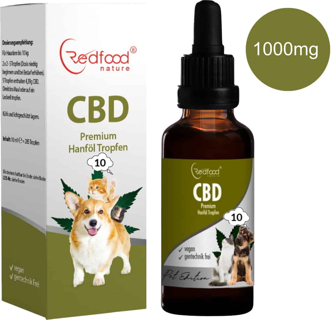 CBD für Tiere Cannabisöl Hanföl CBD Vollspektrum Hanf Öl 10% 10ml kaufen