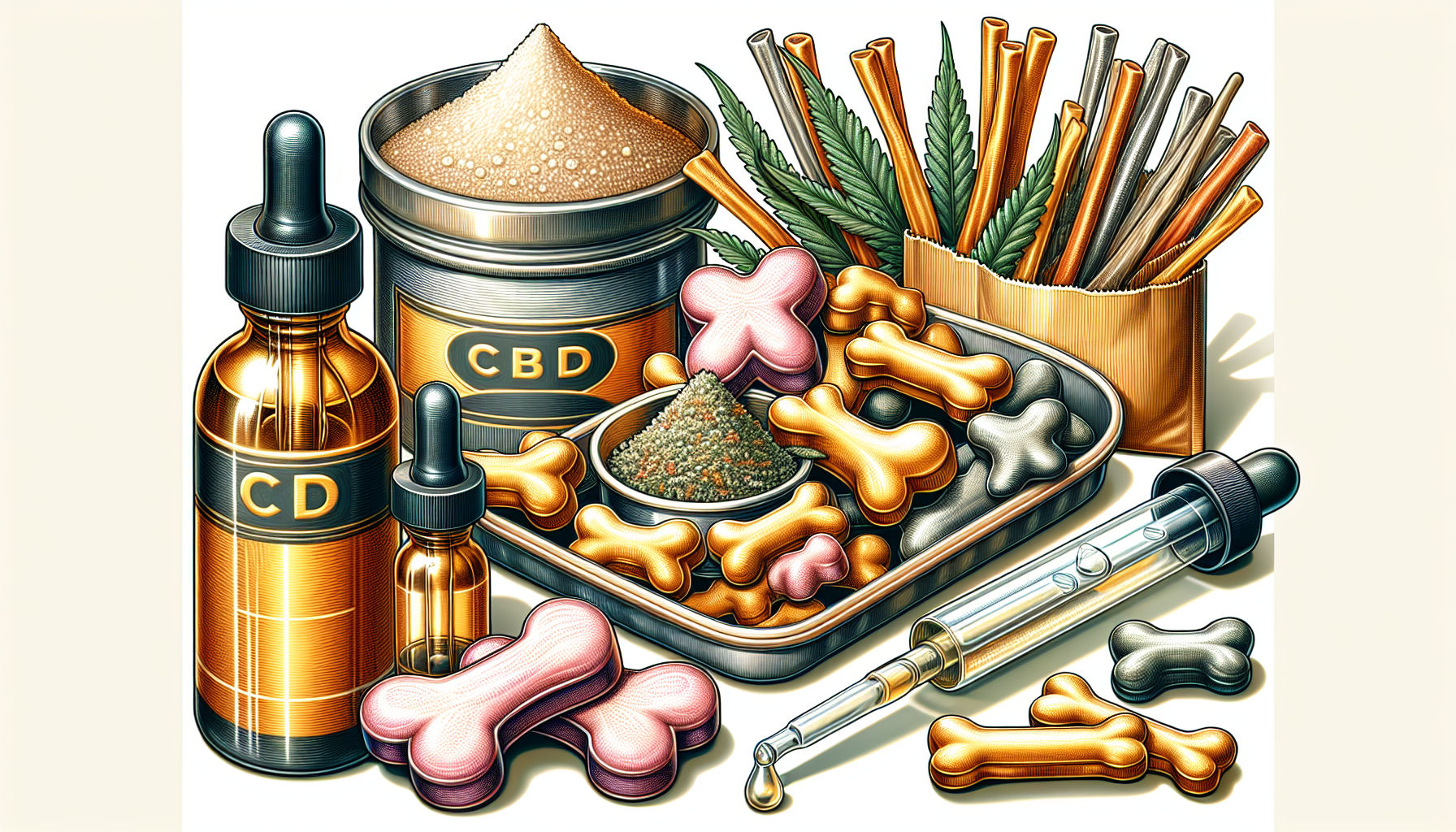 Verschiedene Formen von CBD Produkten für Hunde