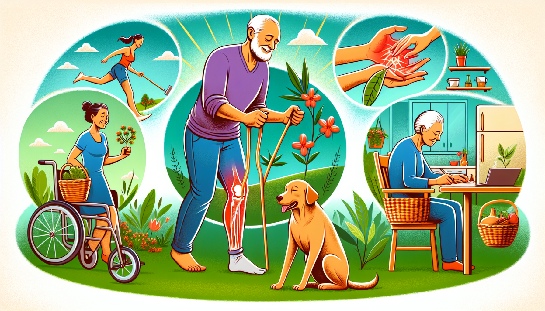 Eine Illustration von einem Patienten, der eine verbesserte Lebensqualität durch die Anwendung von CBD bei Rheuma erlebt