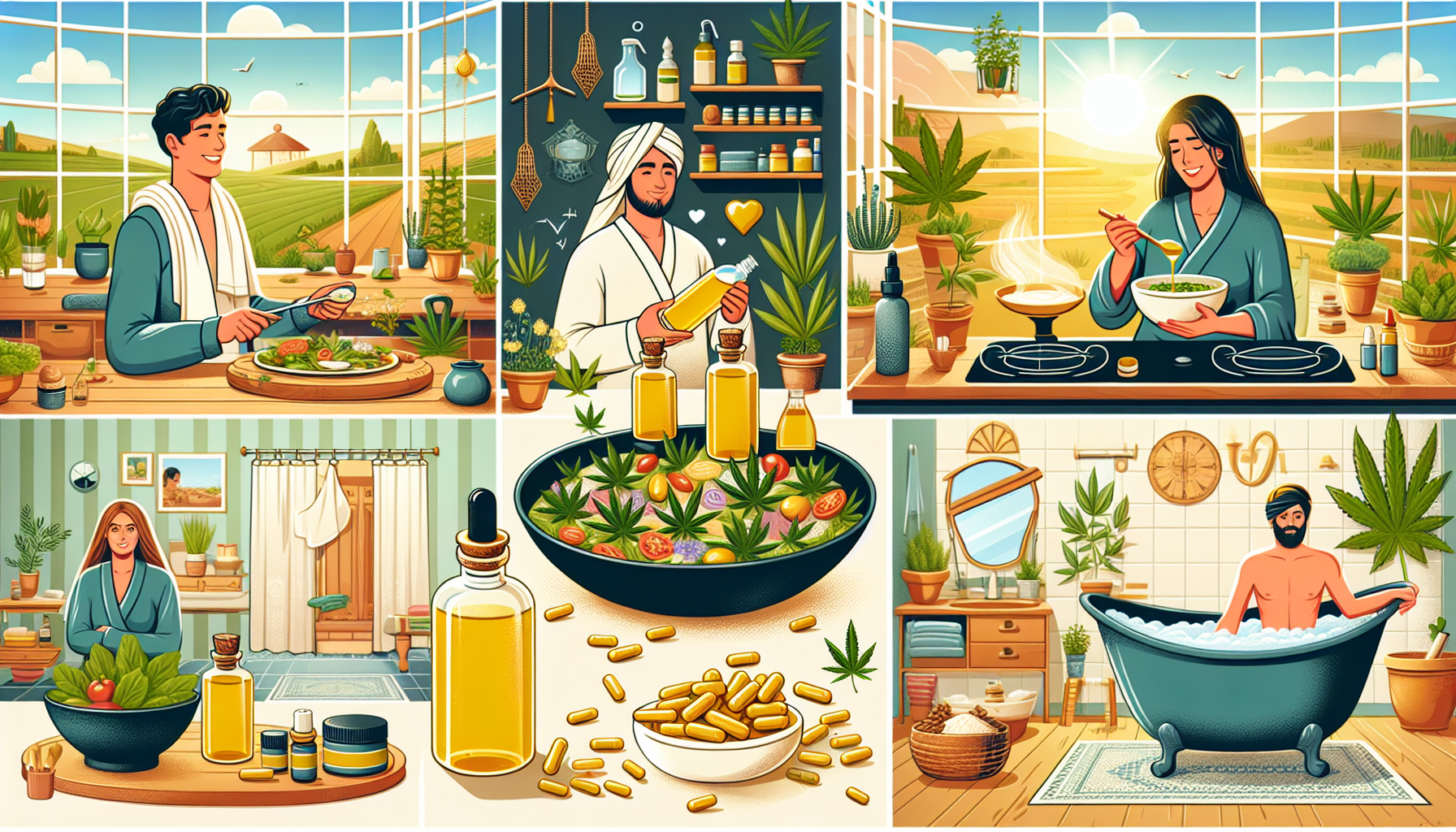 Eine Illustration, die zeigt, wie man Hanfsamenöl richtig anwendet.