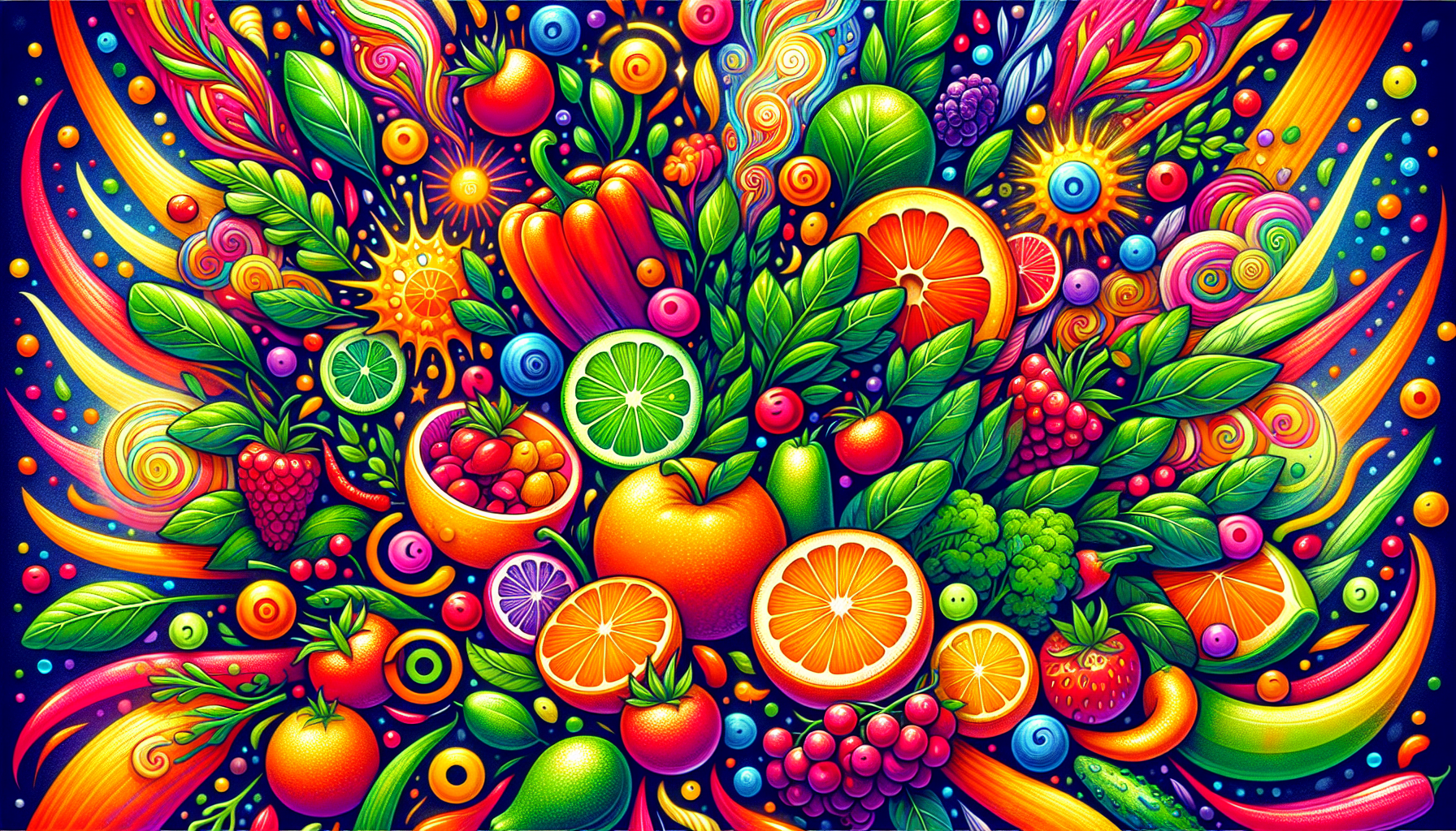 Eine bunte Darstellung von verschiedenen Vitaminen, die bei der Grippeprävention helfen.