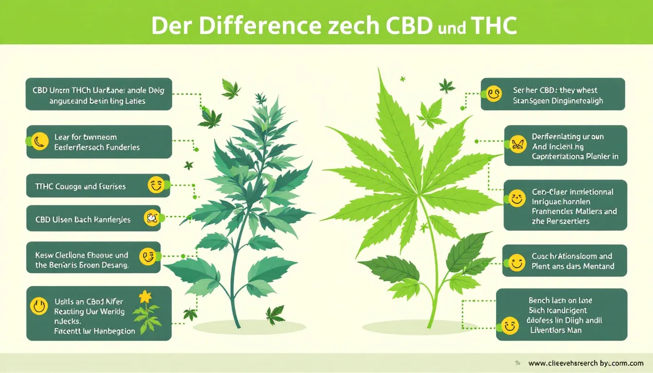 Der Unterschied zwischen CBD und THC, dargestellt durch zwei Pflanzen.